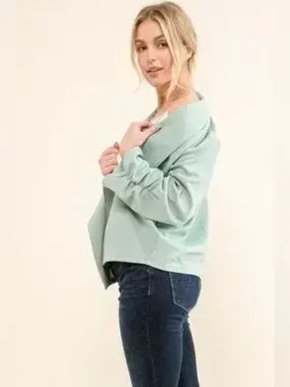 And The Why Stretch Non-Wrinkled Basic Open-Front Blazer - Picture 4 of 9